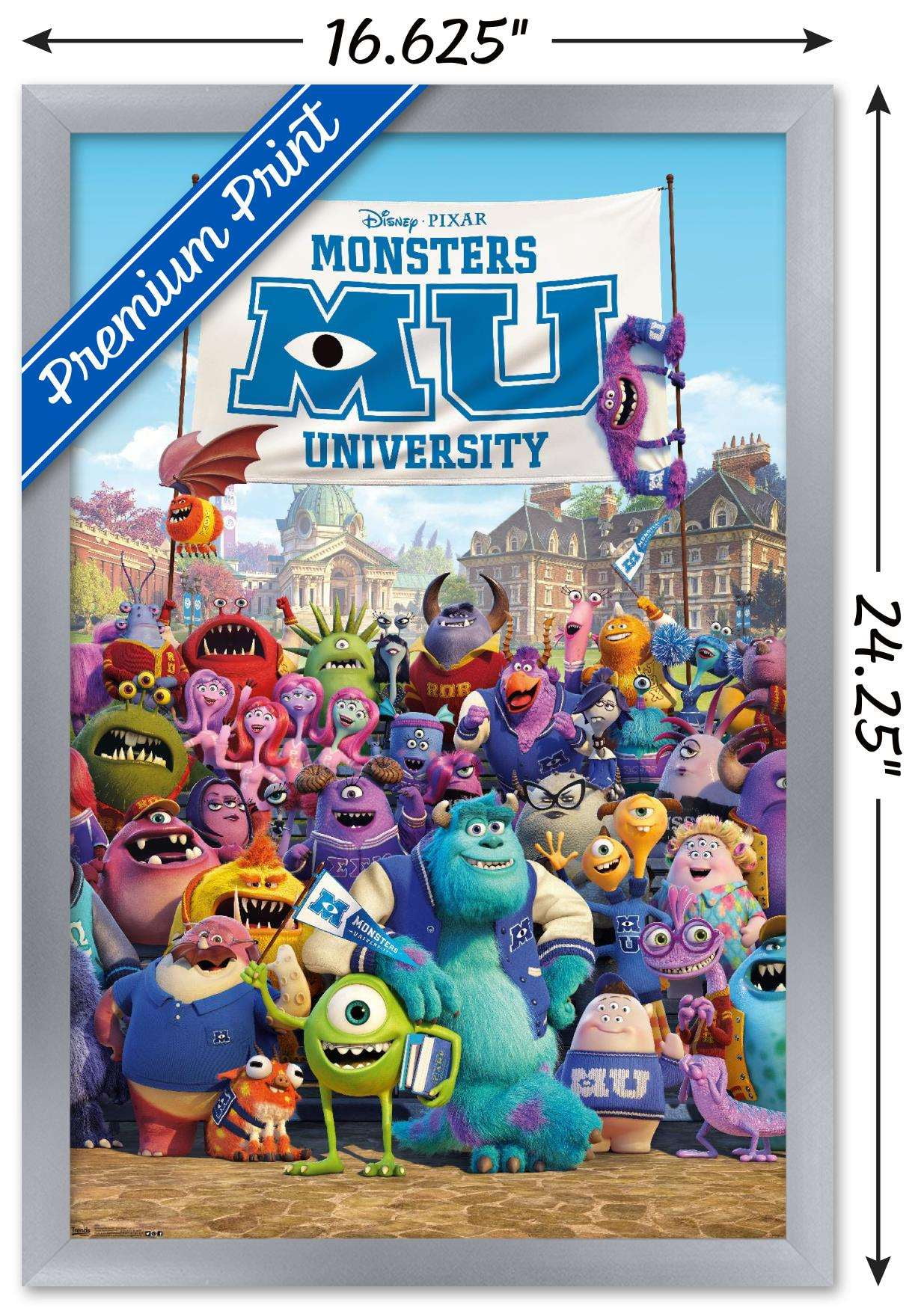 Disney Pixar Monsters University - One Sheet Wall Poster, 14.725" x 22.375", Framed