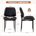 thumbnail image 2 of Dining Chairs Set of 2, Upholstered PU Leather Armless Dining Chair, Mid Century Modern Dining Room Chairs, Retro Walnut Bentwood Kitchen Chairs with Metal Legs and Adjustable Feet, Black, 2 of 5