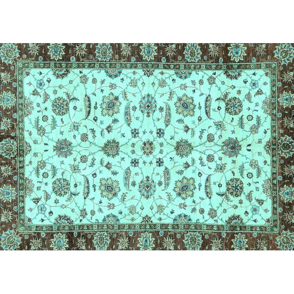 Ahgly Company Indoor Rectangle Oriental Light Blue Traditional Area Rugs, 2' x 4'