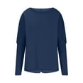 thumbnail image 4 of Lovzfmll Ladies Tops and Blouses, Womens Long Sleeve Round Neck Shirts Basic Tee Fall Tops Outfits Loose Causal Clothes Capless Solid Color Fashion Commuting Fallow Comfort Jacket Navy L, 4 of 5