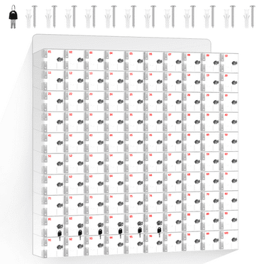 100 Slots Phone Locker Box, High-Density Acrylic Transparent Design, Wall-Mounted or Freestanding, Includes 100 Keys for Offices, Gyms, Schools