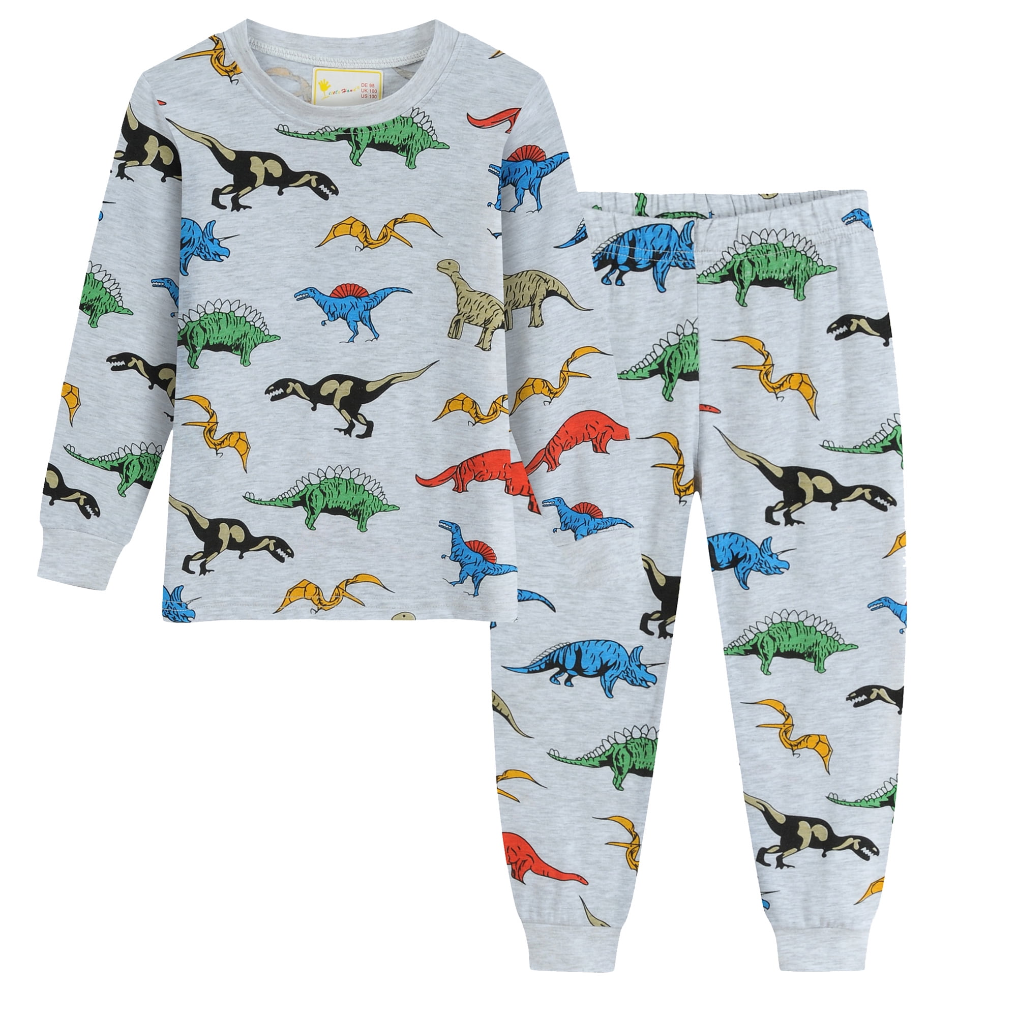 Little Hand Toddler Boys Long Sleeve Pajamas Set Kids Dinosaur Sleepwear Pjs 3t Grey
