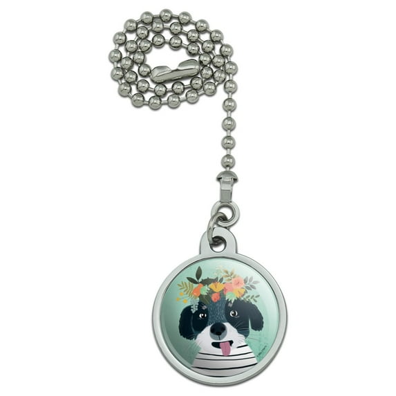 Funny Puppy Flowers in Hair Ceiling Fan and Light Pull Chain