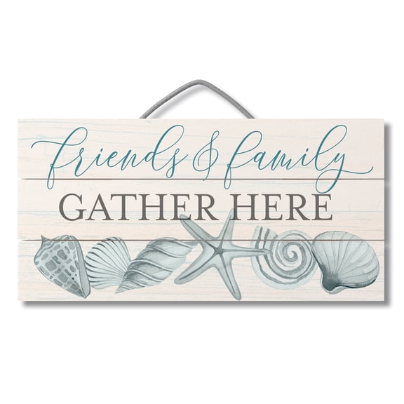 CounterArt "Friends & Family Gather Here" Beach Slatted Pallet Wood Sign 12" by 6"