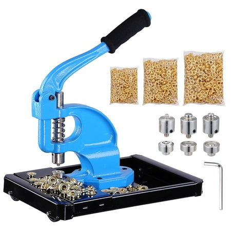 Yescom 3 Dies(#0/#2/#4) Hand Press Grommet Machine w/ 900 Pcs Golden Grommets Eyelet & Rolling Base Tool