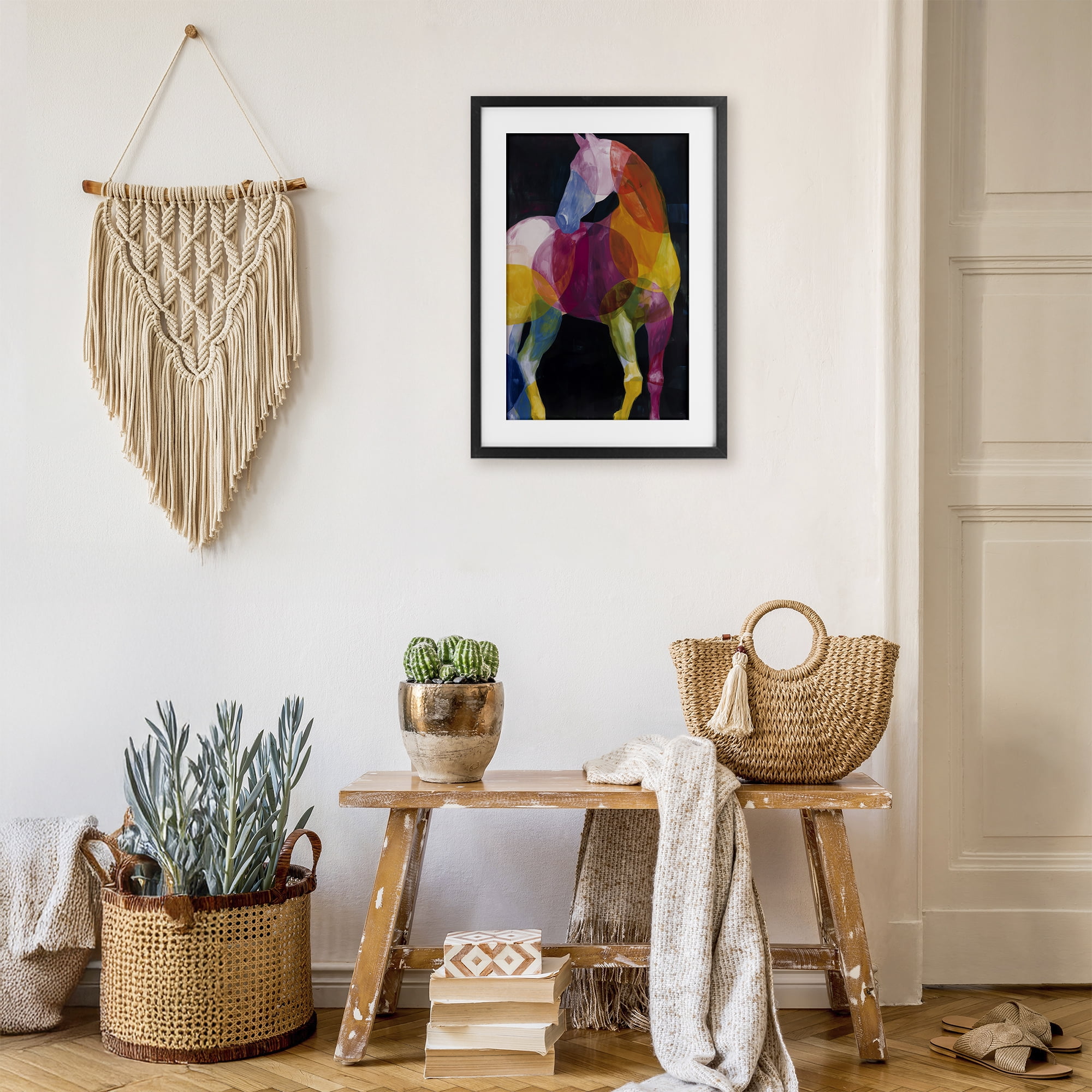Stupell Industries Prism Horse Abstraction Black Framed Print Under Glass, design by Chromatic Storm Studio