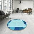 thumbnail image 4 of Ahgly Company Machine Washable Indoor Round Transitional Blue Area Rugs, 6' Round, 4 of 7