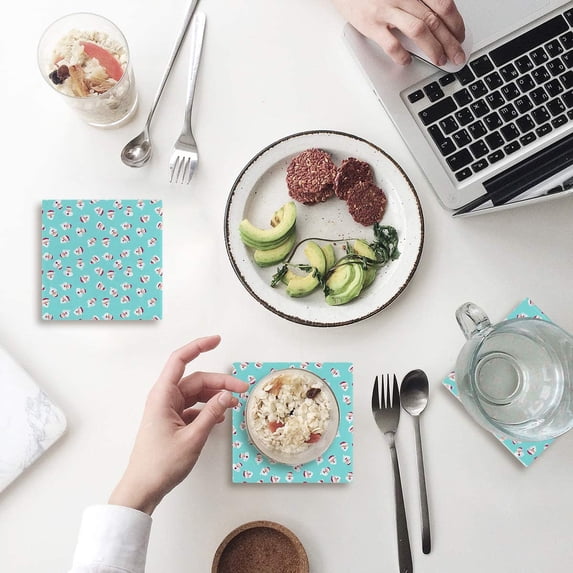 FMSHPON Merry Christmas Theme Set of 4 Coaster for Drinks, Absorbent Ceramic Stone Coasters Cup Mat with Cork Base for Home Kitchen Room Coffee Table Bar Decor