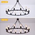 thumbnail image 4 of Ganeed Farmhouse Chandelier Metal, 39 Inch 12-lights Rustic Wagon Wheel Chandelier Light Fixture, Black Farmhouse Pendant Lighting For Dining Room Living Room Kitchen Island, 4 of 17