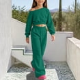 thumbnail image 3 of Cethrio Girls Casual Outfit Sets, Long Sleeve 2 Piece Daily Spring Fall Kids Clothing Sets Size 13-14 Years Army Green, 3 of 6