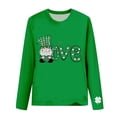 thumbnail image 2 of Craaazy Women's Casual St. Patrick's Day Long Sleeve Crewneck Loose Green Theme T-Shirts Gifts, 2 of 6