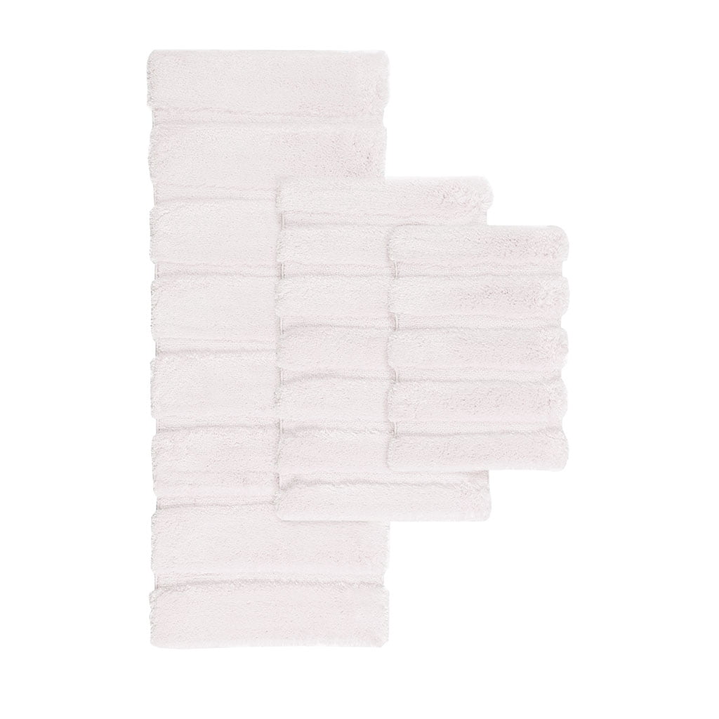 Rug Blush 21x34 Inches High-Low Stripe Tufted Bath Rug Macro-Spun Polyester Shabby Chic Bathroom Mat Non-Slip Machine Washable