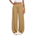 thumbnail image 5 of FINALGANG Girls Casual Pants Kids Solid Color Wide Leg Sweatpants Elastic Waistband Loose Fit Trousers For Daily Outdoor Activities Brown 13-14 Years, 5 of 5