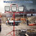 thumbnail image 2 of Graflsoa 225W Portable LED Work Light with 12000LM Brightness, 6500K Color Temperature, IP65 Waterproof, 360° Rotation, 270° Tilt, Extendable Aluminum Stand, 2m Tripod, 5m Power Cord, US Plug (Red), 2 of 5