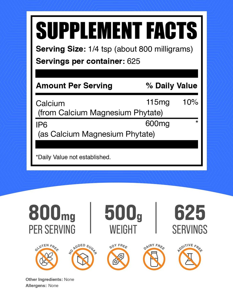 BulkSupplements IP6 (Inositol Hexaphosphate) Powder - 800mg per Serving - 500 Grams (1.1 lbs) - 625 Servings