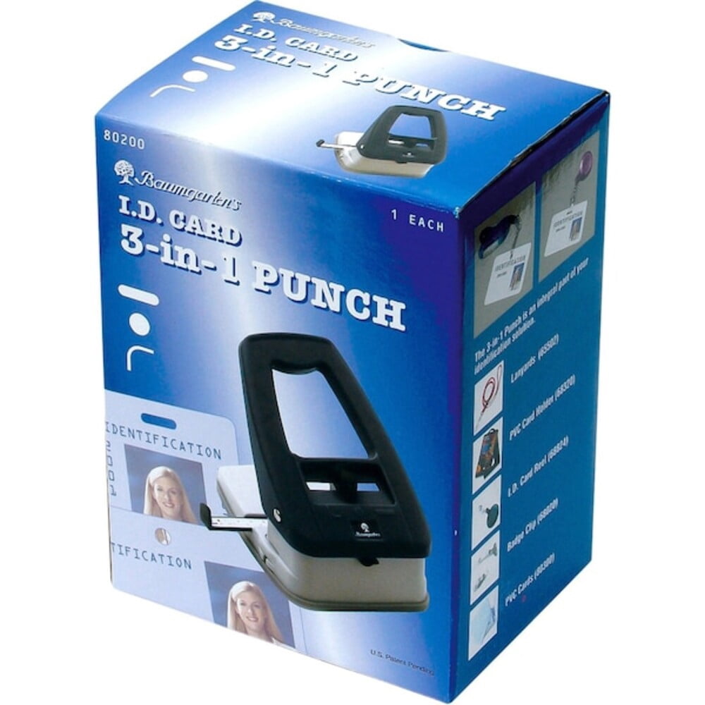 Sicurix 80200 ID Card 3-IN-1 Punch, Slot Hole Punch