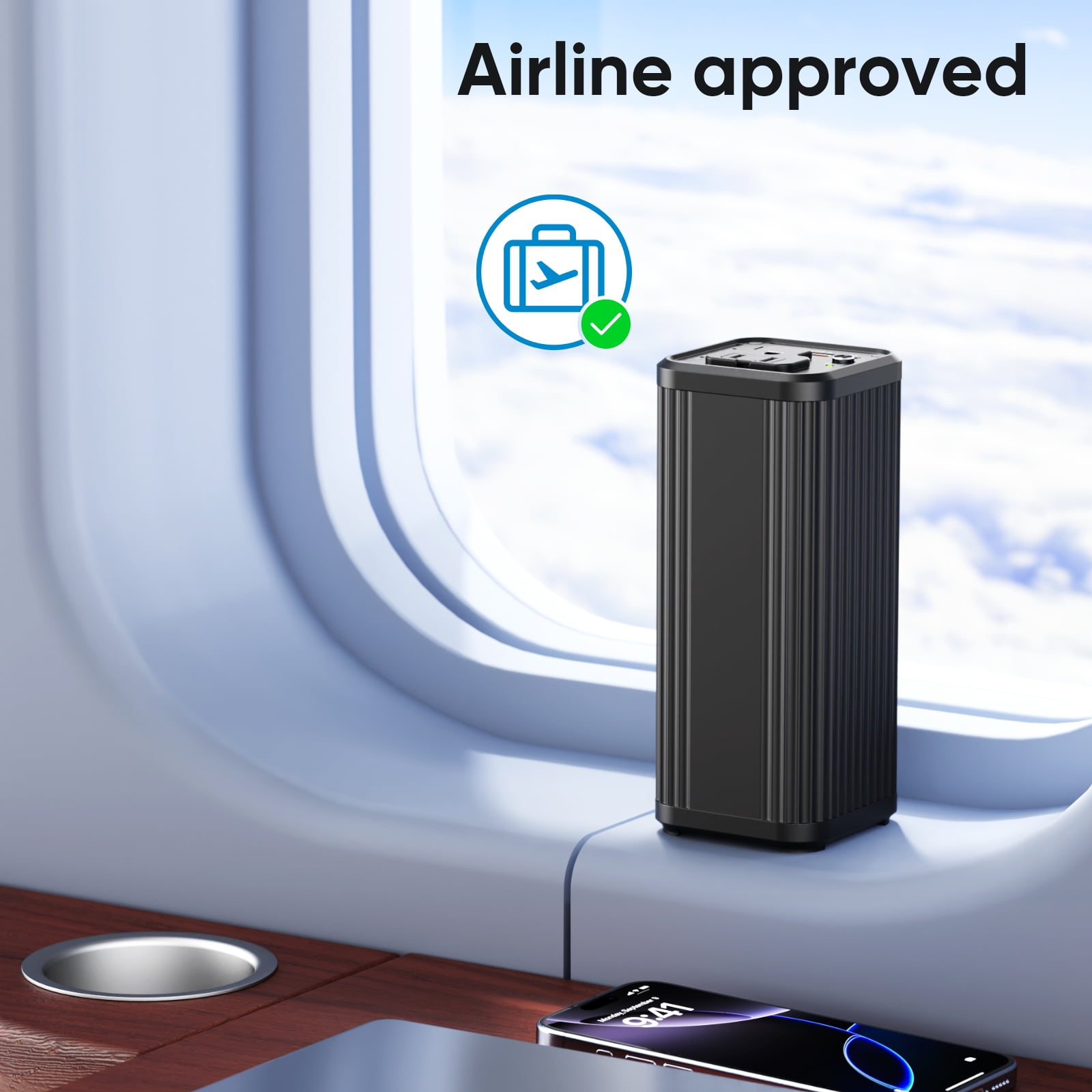 PADJYYUSZ Portable Laptop Power Bank, 27000mAh   with 100W  AC Outlet, 65W PD Fast Charging , N22  Black