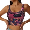 thumbnail image 1 of Fotbe Romantic Heart Guitar Sujetador Deportivo Largo sin Aros para Mujer con Almohadillas y Soporte Medio, Transpirable y Absorbente, Camiseta Tipo Chaleco o Tank Top-XX-Large, 1 of 8