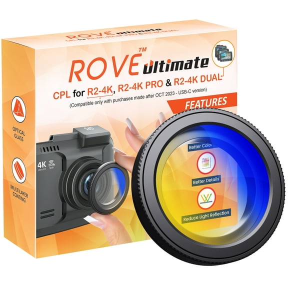 ROVE Ultimate CPL Filter, Anti-Glare Circular Polarizer Lens for ROVE R2-4K, R2-4K PRO, and R2-4K DUAL Dash Cam Models