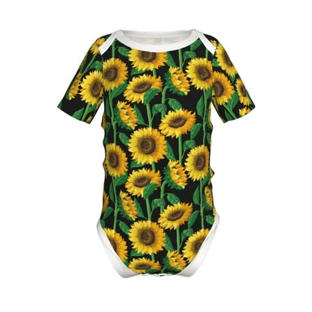 

Lukts Sunflower 1 Print Baby Short Sleeve Romper Onesie for Newborn Baby Boys and Girls-12 Months