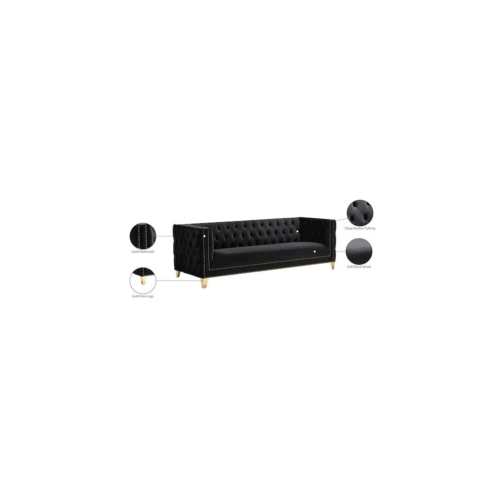 Meridian Furniture Michelle Black Velvet Sofa