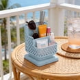 thumbnail image 6 of Kuroiy Plastic Desk Organizer for Pens Markers Scissors Art Supplies, 3 Compartment Makeup Storage Box, Blue Pink White, 6.3x4.72x4.72in Lightweight Durable Drawer Sorting, 6 of 6