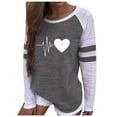 thumbnail image 2 of Uoodti Women's Long Sleeve Striped Shirts Color Block Crewneck Tops Baseball T-Shirt athletic shirts women Casua Loose Fit Outwear, 2 of 3