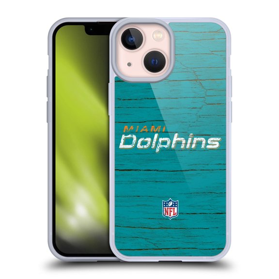 Head Case Designs NFL Miami Dolphins Logo Distressed Look Soft Gel Case for Apple iPhone 13 Mini