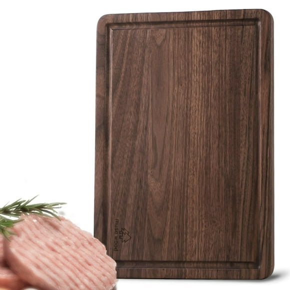 Muso Wood Walnut Cutting Board for Kitchen, Wooden Cutting Board with Juice Groove and Side Handle, Wood Board for Food and Charcuterie (13 x 9 in)