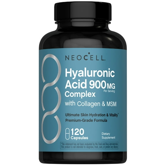 Hyaluronic Acid Complex 900mg | 120 Capsules | With BioActive Collagen Peptides & MSM | by NeoCell