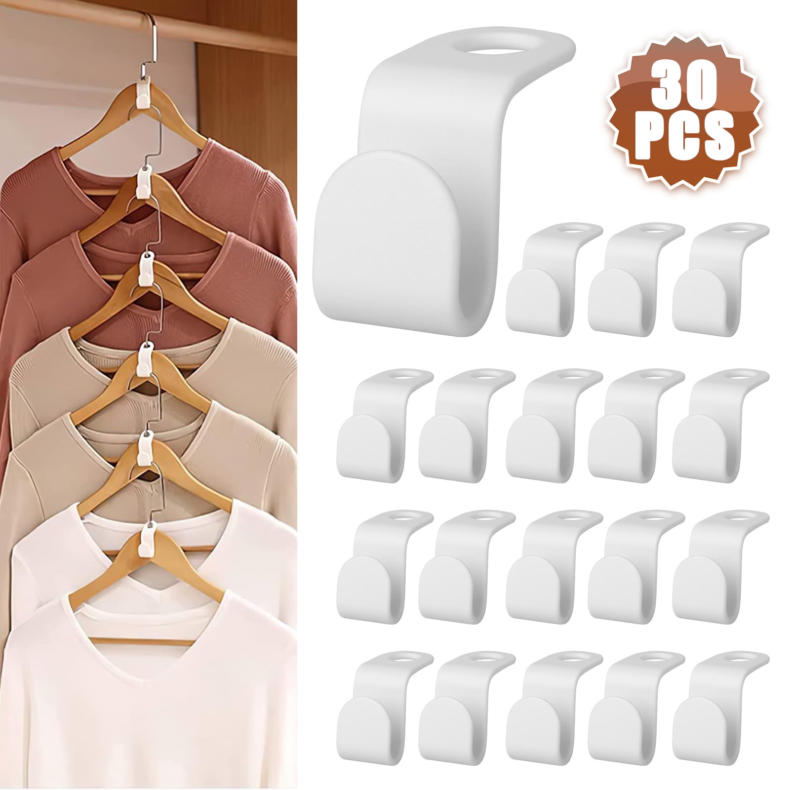 10/30pcs Clothes Hanger Connector Hooks Hanger Extender Clips Cascading Hanger  Hooks for Wardrobe Space Saver and Organizer Closets Only د.ب.‏ 0.40 بات  بات Mobile