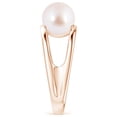 thumbnail image 3 of Angara Solitaire Japanese Akoya Cultured Pearl Double Shank Ring in 14K Rose Gold for Women | June Birthstone Jewelry for Her, 3 of 8