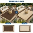 thumbnail image 7 of HIWEAVER Brown 9'x 12' Outdoor Rug Garden Decor Scolloped Bordered Carpet Plastic Straw Waterproof Reversible Patio Area Rug for Balcony Deck Picnic Portable Camping Mat, 7 of 7