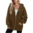 thumbnail image 5 of BiZtdJrK Women Zip Up Hoodies Long Sleeve Lightweight Hooded Sweatshirts Casual Fall Winter Workout Athletic Jacket with Pockets Coffee M, 5 of 10