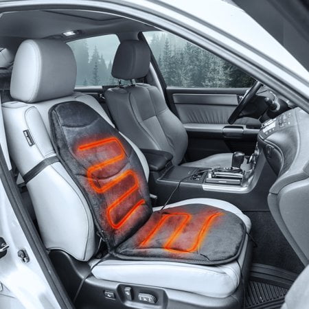 Wagan 12V Auto Soft Velour Heated Seat Cushion with Lumbar Support,