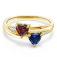 thumbnail image 3 of Gem Stone King 1.18 Ct Red Garnet Blue Created Sapphire 18K Yellow Gold Plated Silver Lab Grown Diamond Ring (Size 9), 3 of 6