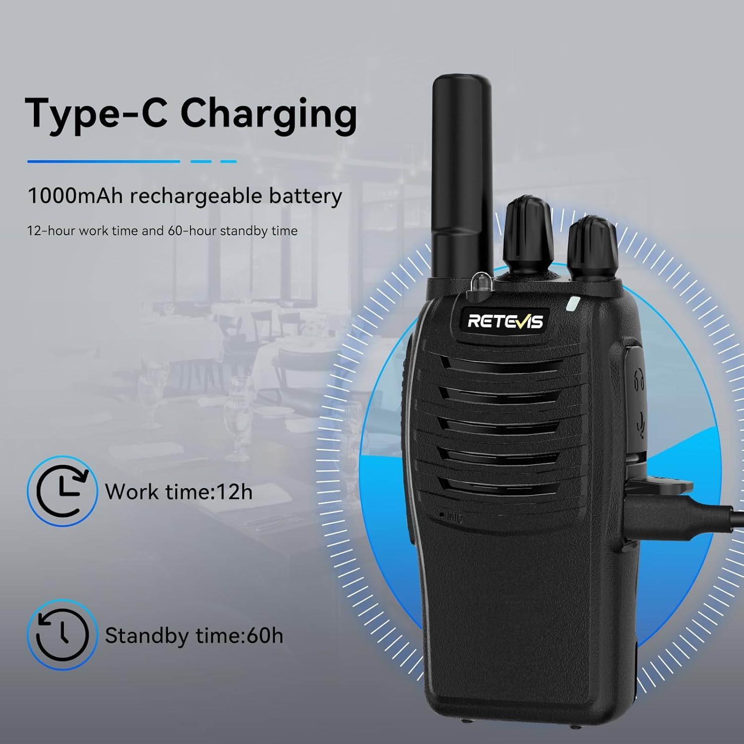 H-777 Walkie Talkies for Adults Long Range Hand Free Handheld Rechargeable Two Way Radio Business 2 Way Radios with Charger (6 Pack)