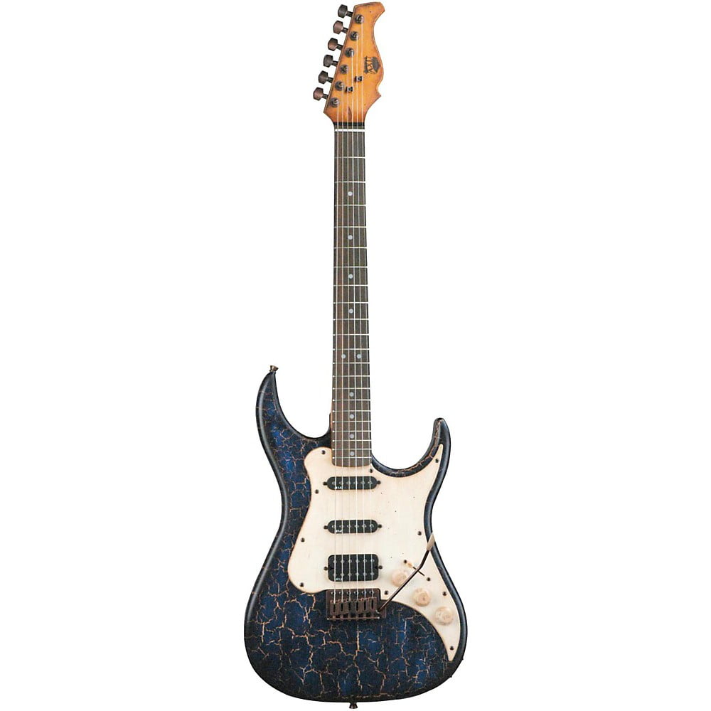 AXL Badwater Electric Guitar, Blue/Cream Crackle AS-820-CKBL 