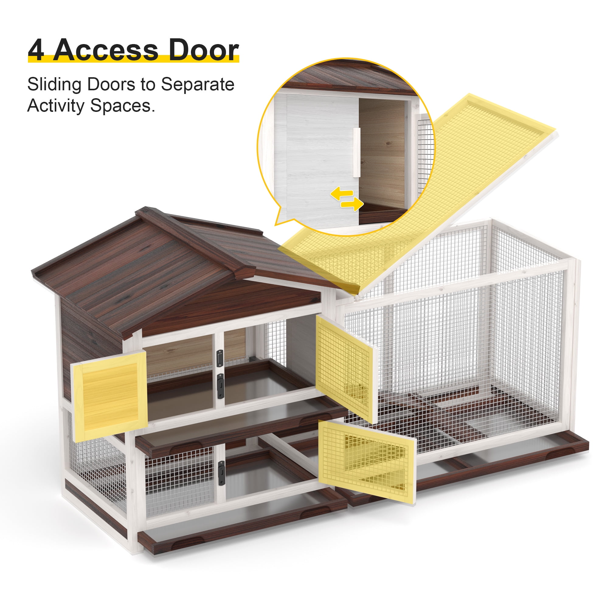 Outdoor GOOJOASIS Chicken Coop Indoor Rabbit Hutch with 3 Removable Tray 2 Story Rabbit House