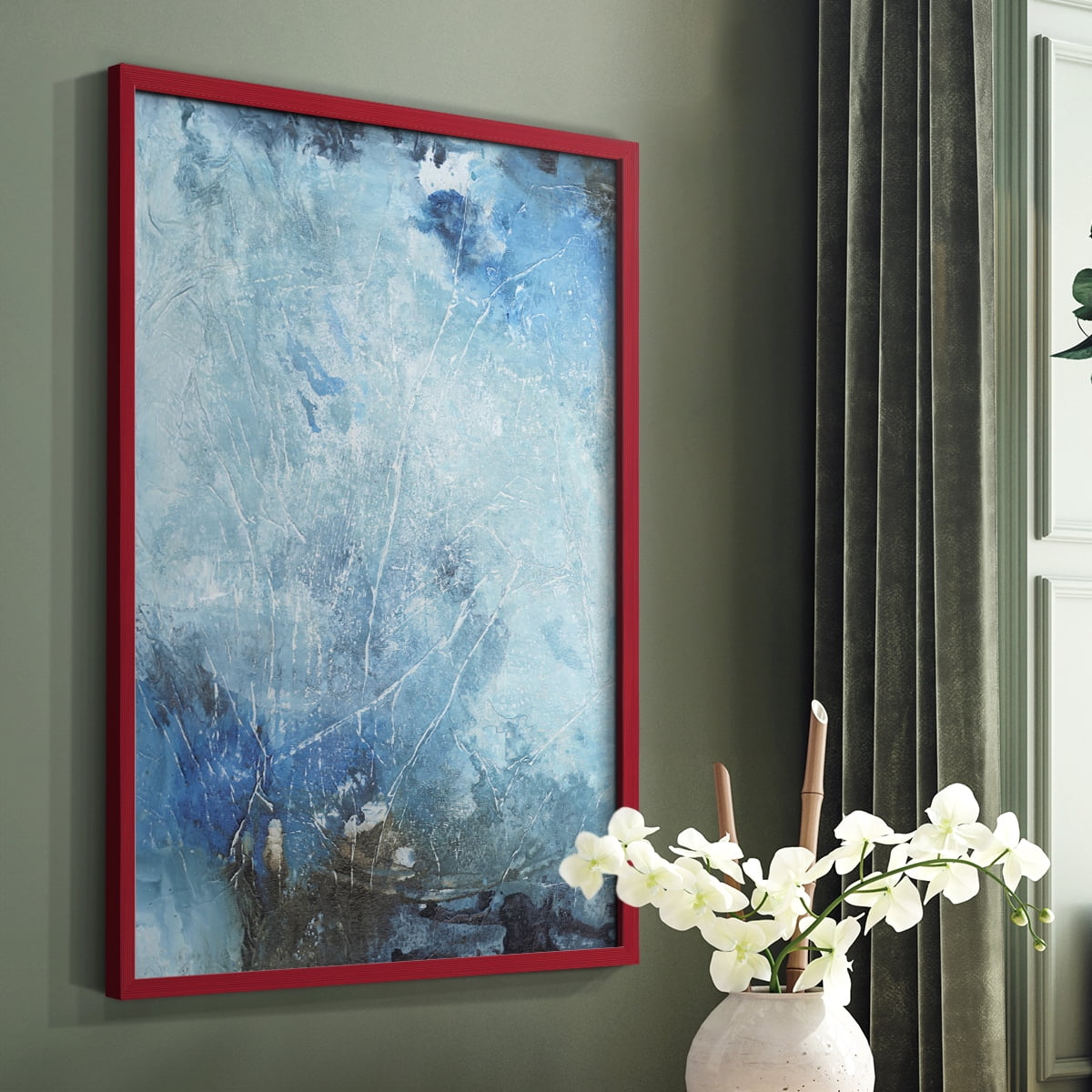 Coastal Seas III Framed Print in Red Solid Wood Framed Print No Nail Hanging