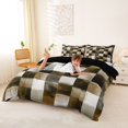 thumbnail image 3 of Homewish Retro Brown Checkerboard Bedding,Aesthetic Artwork Duvet Cover Full,Black Reversible,3pcs,1 Duvet Cover and 2 Pillowcases, 3 of 6
