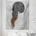 thumbnail image 1 of Indie Tapestry, Abstract Skull with Floral Ornaments and Red Beard Patterns Punk, Fabric Wall Hanging Decor for Bedroom Living Room Dorm, 5 Sizes, Black Pale Grey Orange, by Ambesonne, 1 of 1