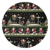 Black Christmas Santa Pattern Round Blanket,Comfortable Soft Flannel Throw Blanket,All Season,Warm Lightweight Blankets for Sofa Bed Couch Living Room Chair 47"x47"