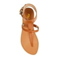 thumbnail image 2 of FSJ Women Split Open Toe Thong Sandals Wide Buckled Ankle Strap Flats Summer Beach Vacation Gladiator Sandals Size 6 Brown, 2 of 4