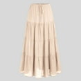 thumbnail image 2 of YDFCWXW Maxi Skirts for Women Tiered Long Skirts Pleated A Line Adjustable Elastic Waist with Drawstring Flowy Long Skirt Beige, S, 2 of 3