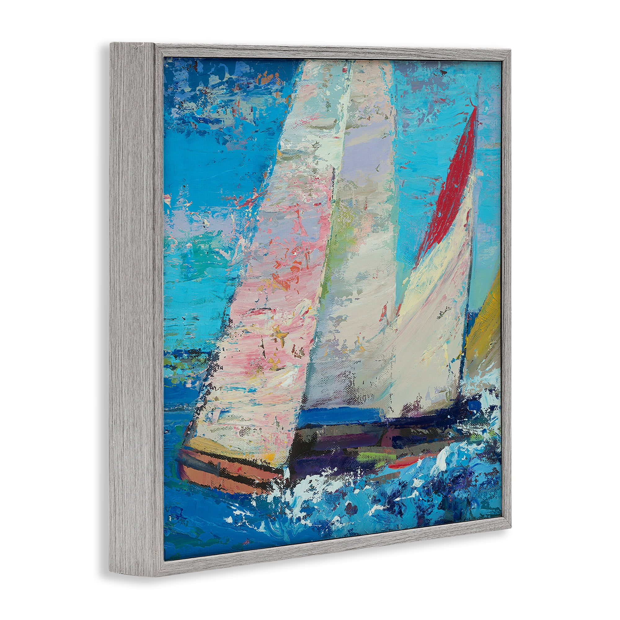 Stupell Industries Expressive Sailboats on Waves Gray Framed Giclee Art, design by Beth A. Forst