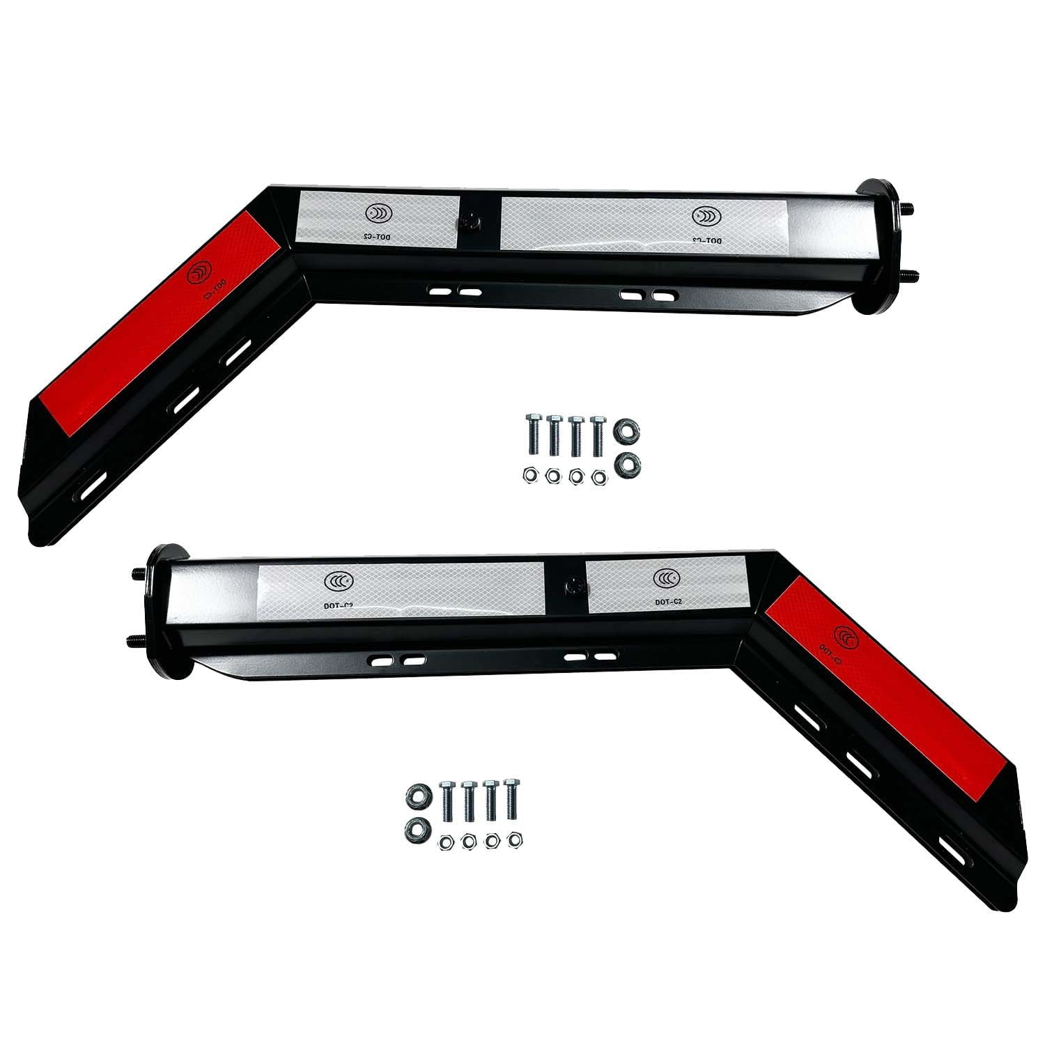 BST BSSP 2PCS Black Angled Spring Loaded Mud Flap Hanger Bracket Set&Semi Truck Trailer Duty Mud Flap 24"x24",1-1/8" 1.125" Bolt Spacing,Commercial Truck Heavy Duty HD Mudflap, Right & Left Side