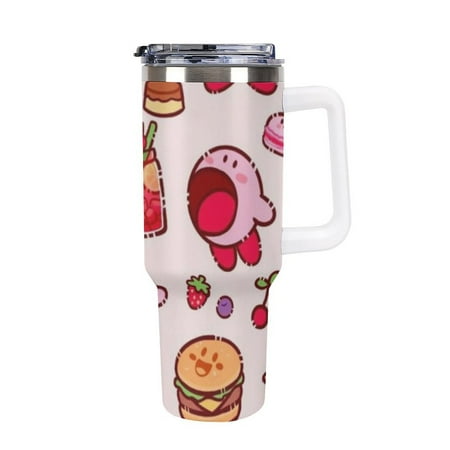 

Kirby (2) Leak-proof large-capacity car cup with handle and straw lid insulated stainless steel double-walled vacuum travel cup 40oz