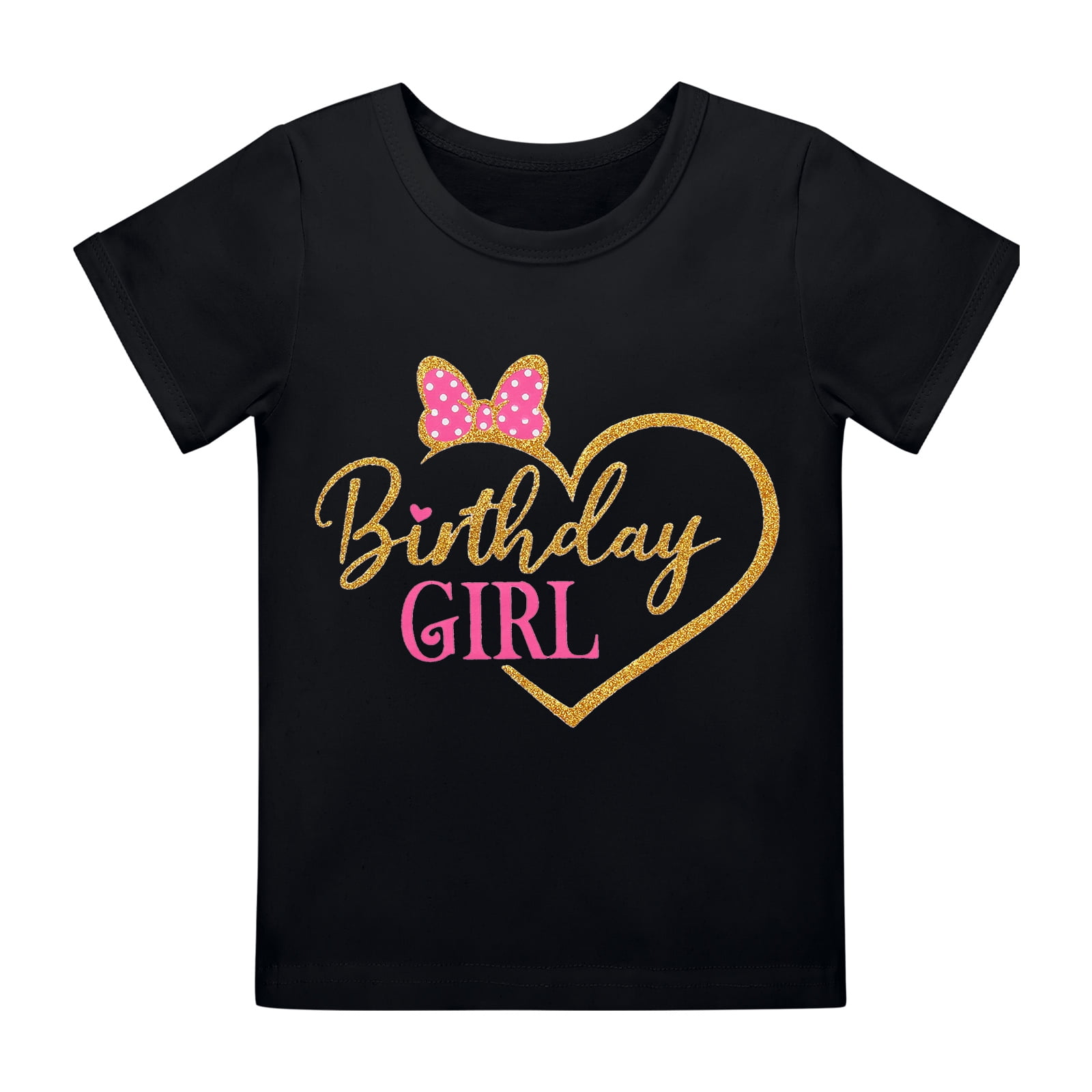 IBTOM CASTLE Toddler Girls Birthday Outfit Polka Dots Tops Tutu Skirt Mouse Ears Headband for Cake Smash Photo Shoot 5 Years Black + Hot Pink - Love Heart