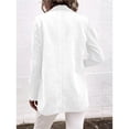 thumbnail image 4 of Women Long Sleeve Jacket Double Breasted Button Lapel Pure Color Women Suit Coat for Daily Work Autumn Winter White XL, 4 of 6